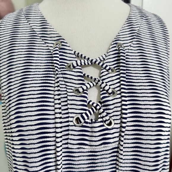 TOMMY BAHAMA Island Cays Stripe Lace Up Spa Dress Coverup Size Medium - Picture 5 of 10